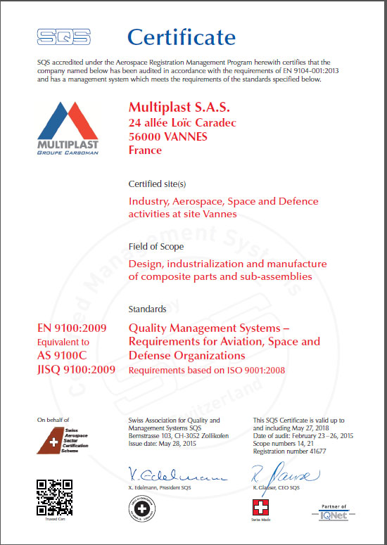 Multiplast certification Qualit