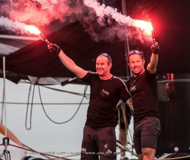 Victoire de Thomas Coville et Jean Luc Nélias sur Sodebo Victoire Sodebo Transat Jacques Vabre